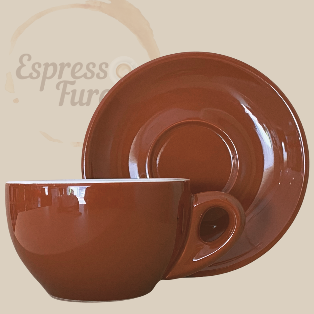 Nuova Point Palermo Caffè Lattetasse braun 290 ml - 6 Tassen Unterteller Espresso Furore