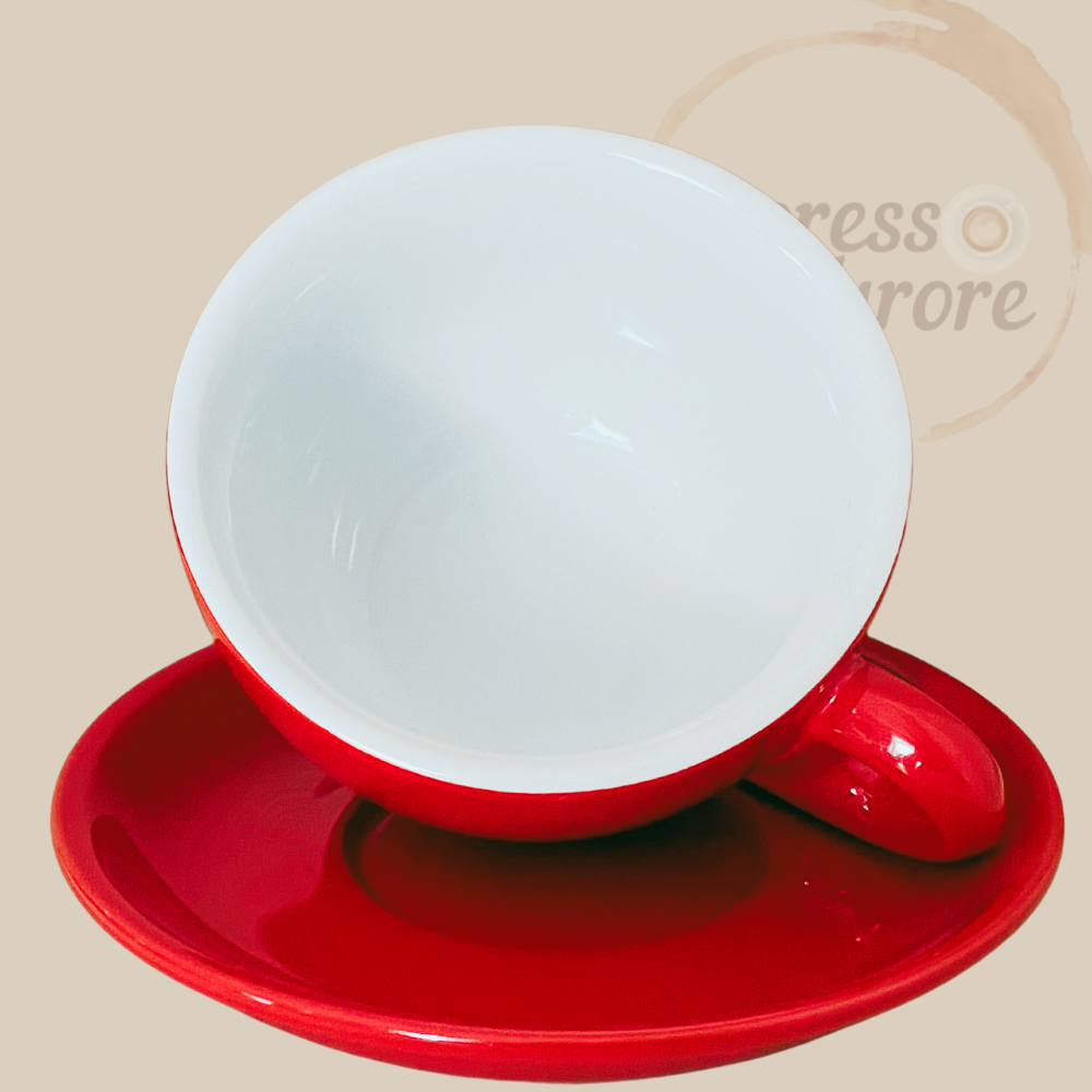 Nuova Point Palermo Caffè Lattetasse rot 260 ml - 6 Tassen Innentasse Espresso Furore