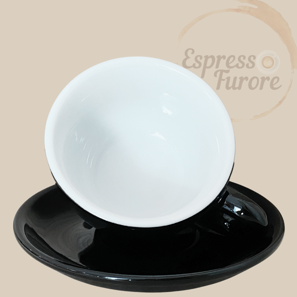 Nuova Point Palermo Caffè Lattetasse schwarz 260 ml - 6 Tassen Innentasse Espresso Furore