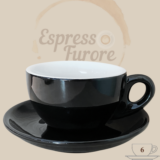 Nuova Point Palermo Caffè Lattetasse schwarz 260 ml - 6 Tassen Espresso Furore