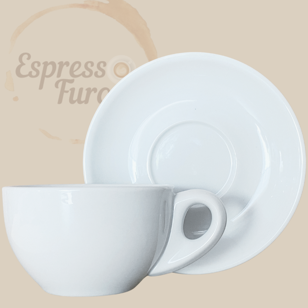 Nuova Point Palermo Caffè Lattetasse weiß 260 ml - 6 Tassen Unterteller Espresso Furore