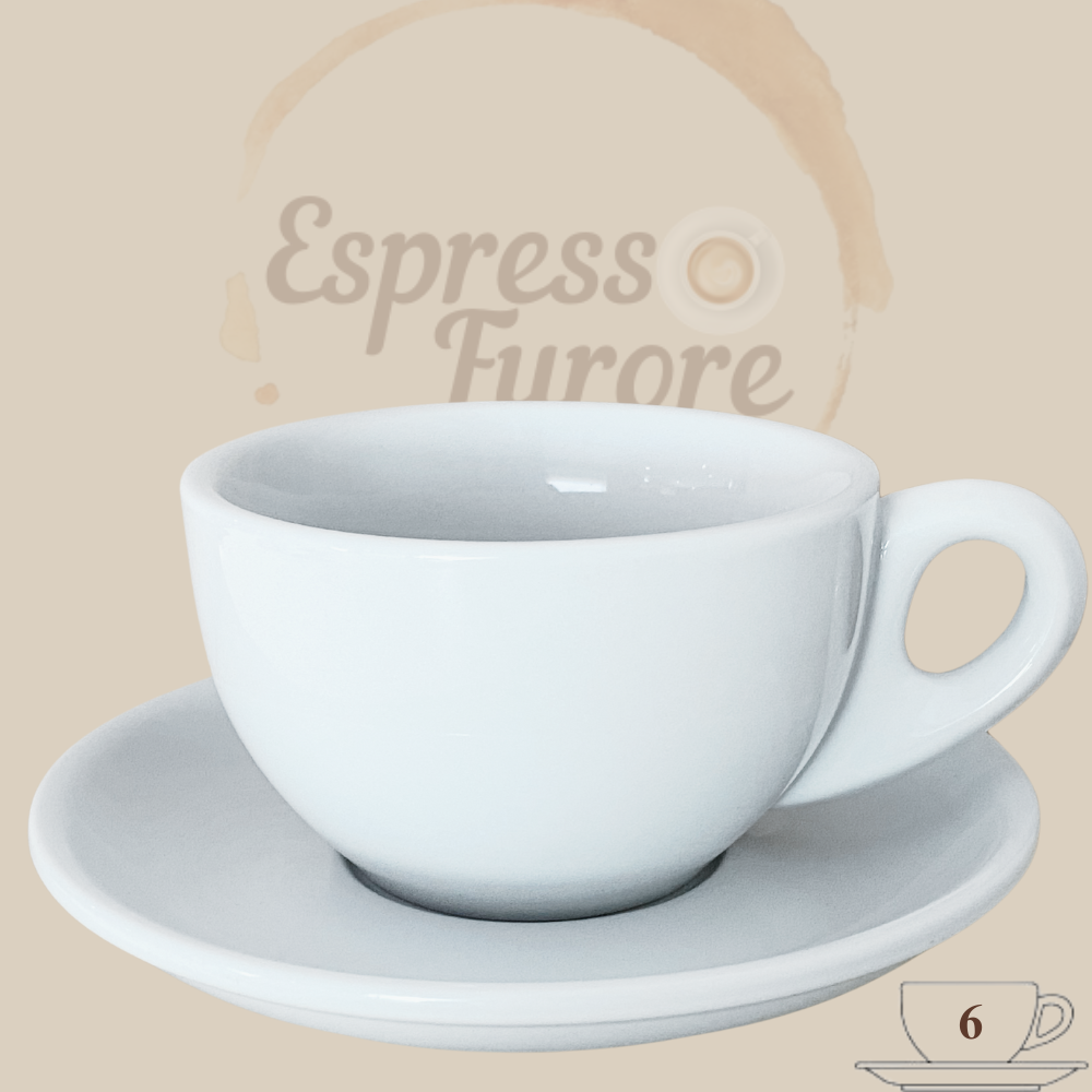 Nuova Point Palermo Caffè Lattetasse weiß 260 ml - 6 Tassen Espresso Furore