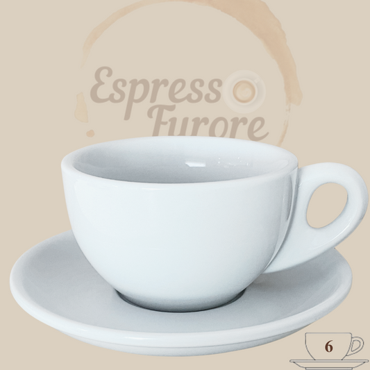 Nuova Point Palermo Caffè Lattetasse weiß 260 ml - 6 Tassen Espresso Furore