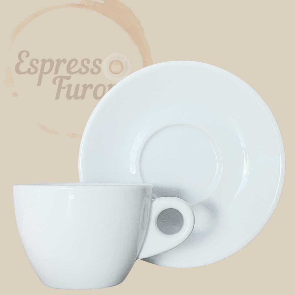 Nuova Point Portofino Caffè Kaffeetasse weiß 145ml - 6 Tassen Unterteller Espresso Furore