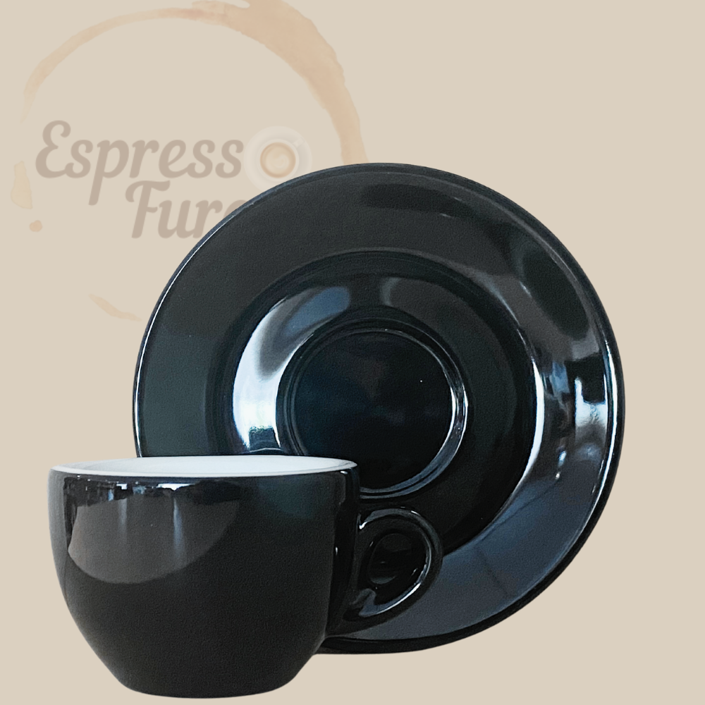 Nuova Point Sorrento Caffè Espressotasse schwarz 62ml - 6 Tassen Unterteller Espresso Furore