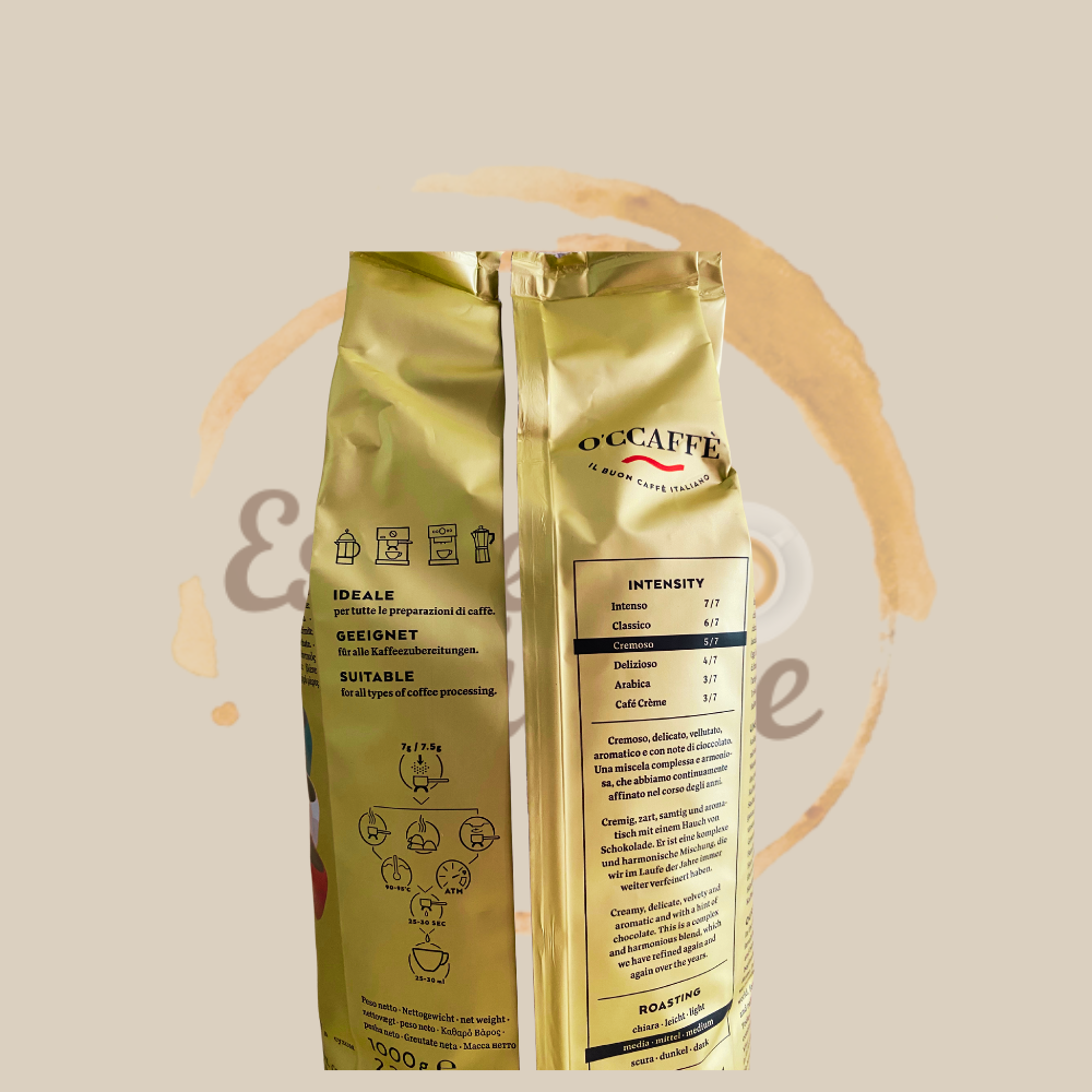 espresso furore O'CCAFFÈ Espresso Cremoso ganze Bohne 1000g - Sanft. Elegant. Verführerisch