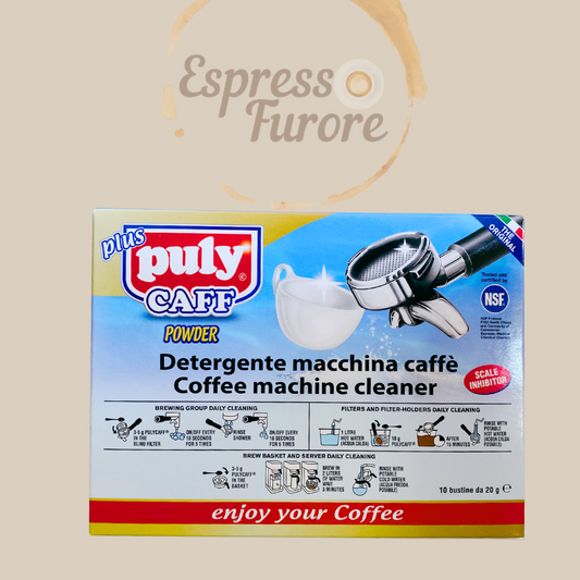 Puly Caff Plus NSF Powder Kaffeefettreiniger, Reinigungspulver für Kaffeemaschinen 10 x 20g Espresso Furore
