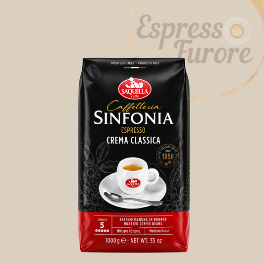 Saquella Sinfonia Crema Classica 1000g ganze Bohnen – ausgewogen, kräftig, klassisch italienisch Espresso Furore