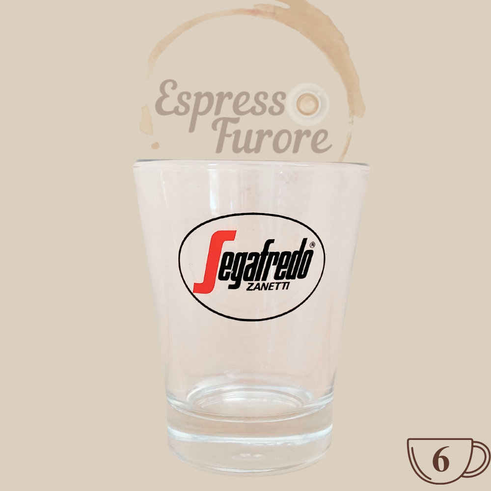 Segafredo original Logo Wasserglas 6 Stück Espresso Furore