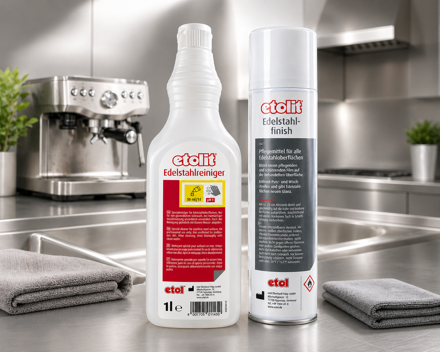 Etolit Edelstahlreiniger und Edelstahlfinish im Set
