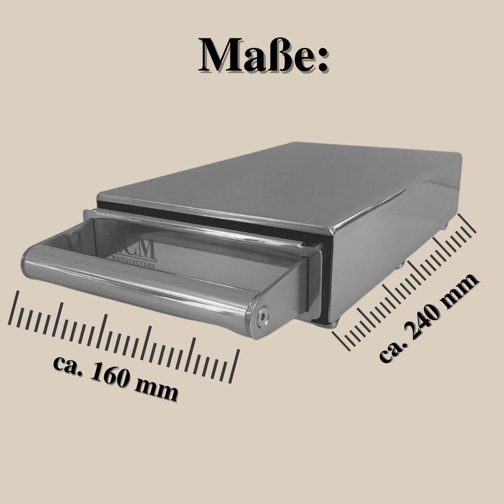 ECM Sudschublade M für Kaffeesatz aus Edelstahl Espresso Furore Maße