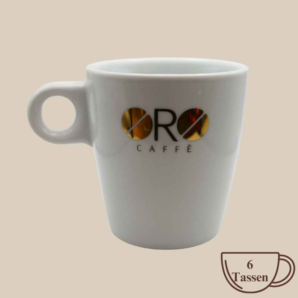 Oro Caffé Original Logo MUG weiß 6 Stück Espresso Furore